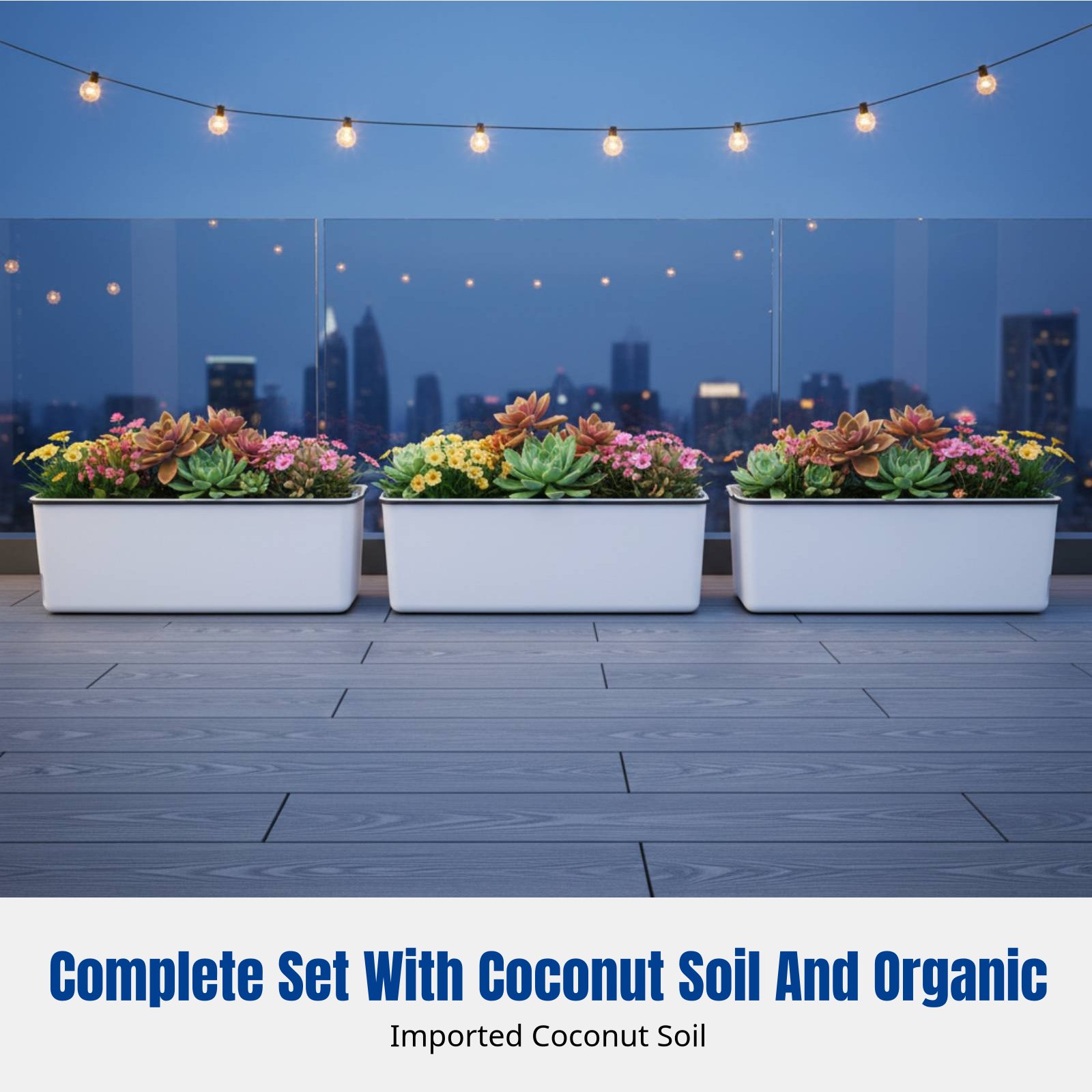 Self-Watering Planter - Balcony Hanging Flower Pot Rectangular Self-Watering