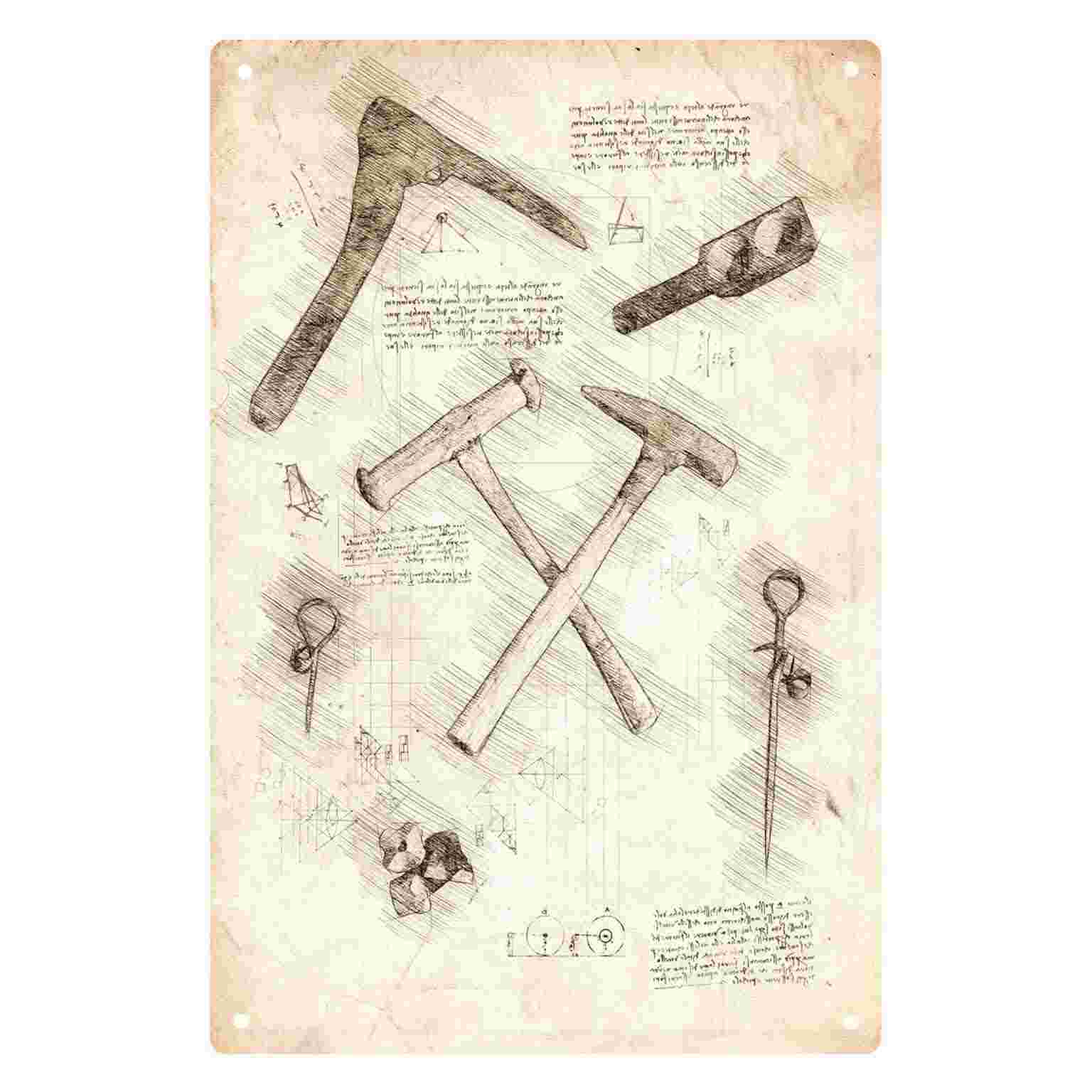 Gardening Tools Sketch - 2D FLAT 1pc Vintage Hammer Tools