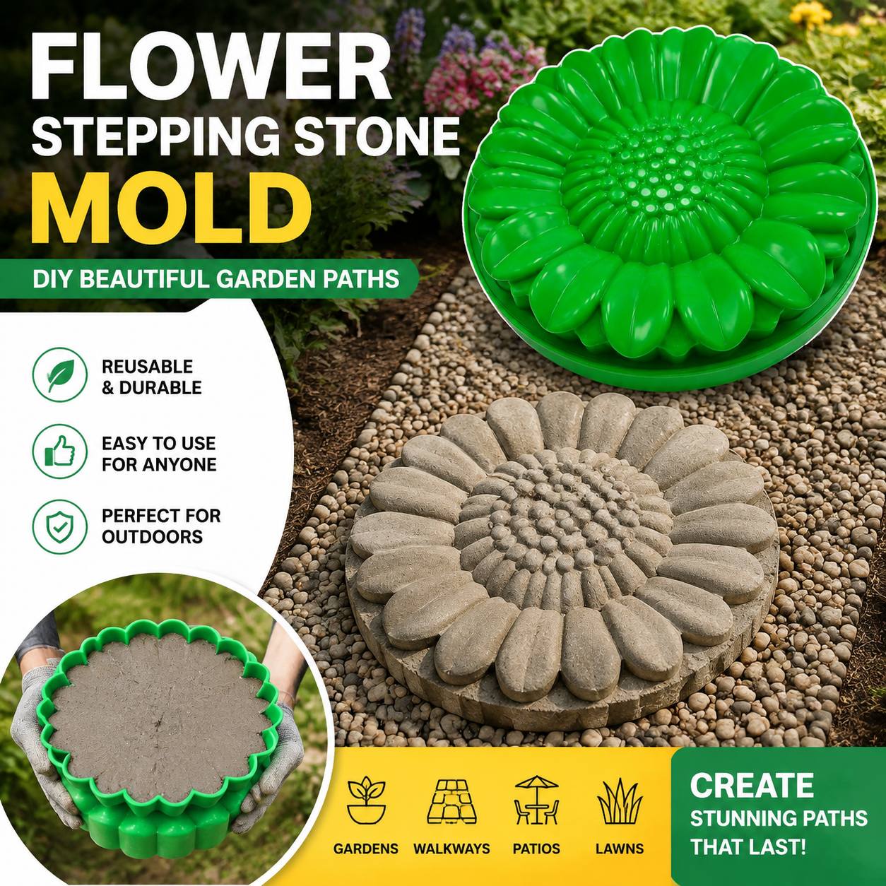 Sunflower Terrace Stone Mold S - огляд і ціна Gardening Tool Diy